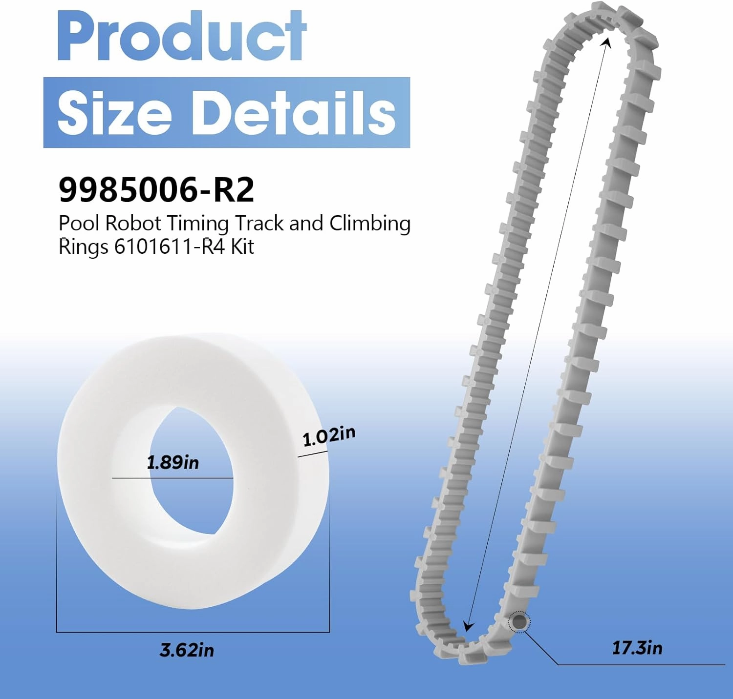 Pool Cleaner Accessories, The Climbing Ring Replacement 6101611-R4, Timing Track 9985006-R2 and 3884997-R6 Guide Wheels Pulley Gears Combo Kits for Maytronics Dolphin Nautilus cc Plus Parts