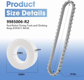 Pool Cleaner Accessories, The Climbing Ring Replacement 6101611-R4, Timing Track 9985006-R2 and 3884997-R6 Guide Wheels Pulley Gears Combo Kits for Maytronics Dolphin Nautilus cc Plus Parts