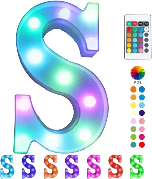 Pooqla Colorful LED ight Up Marquee Signs with Remote – Party Bar Letters with Lights Decorations for The Home - Multicolor S