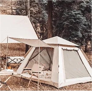 Pop-Up Tents 4 People Double Doors and Four Windows, Easy Tent Stable Sturdy Stand Up Tents for Adults for Family,Outdoor,Hiking and Mountaineering