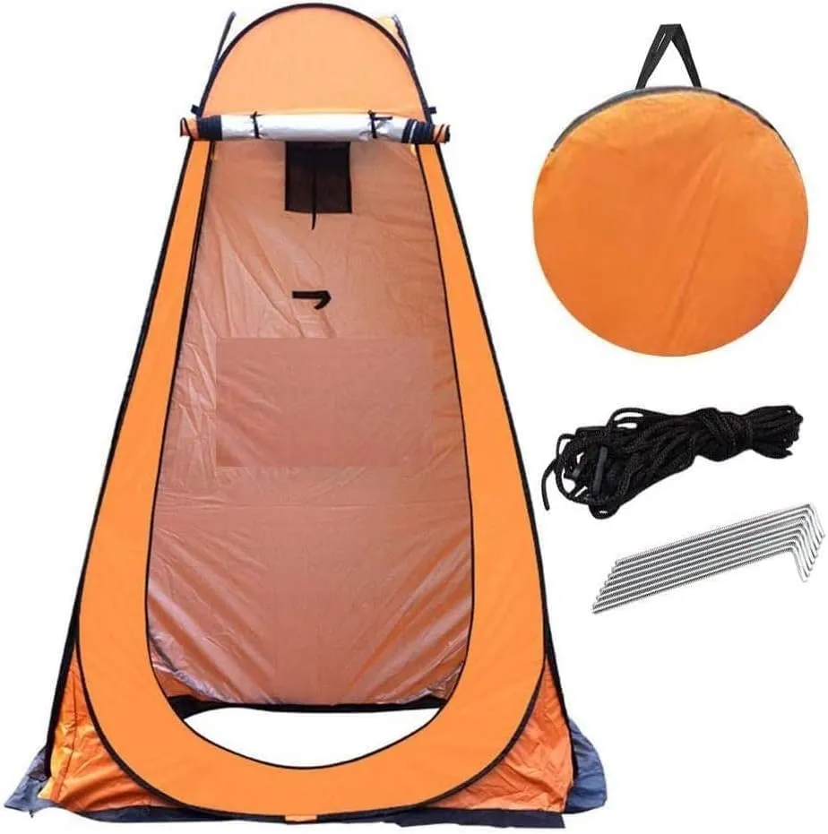 Portable Instant Camping Pop Up Tent - Camping Beach Shade Outdoor Setup for Privacy Shower, Toilet for Family Camping Hiking & Traveling Tent with Bag (Orange)