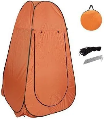 Portable Instant Camping Pop Up Tent - Camping Beach Shade Outdoor Setup for Privacy Shower, Toilet for Family Camping Hiking & Traveling Tent with Bag (Orange)