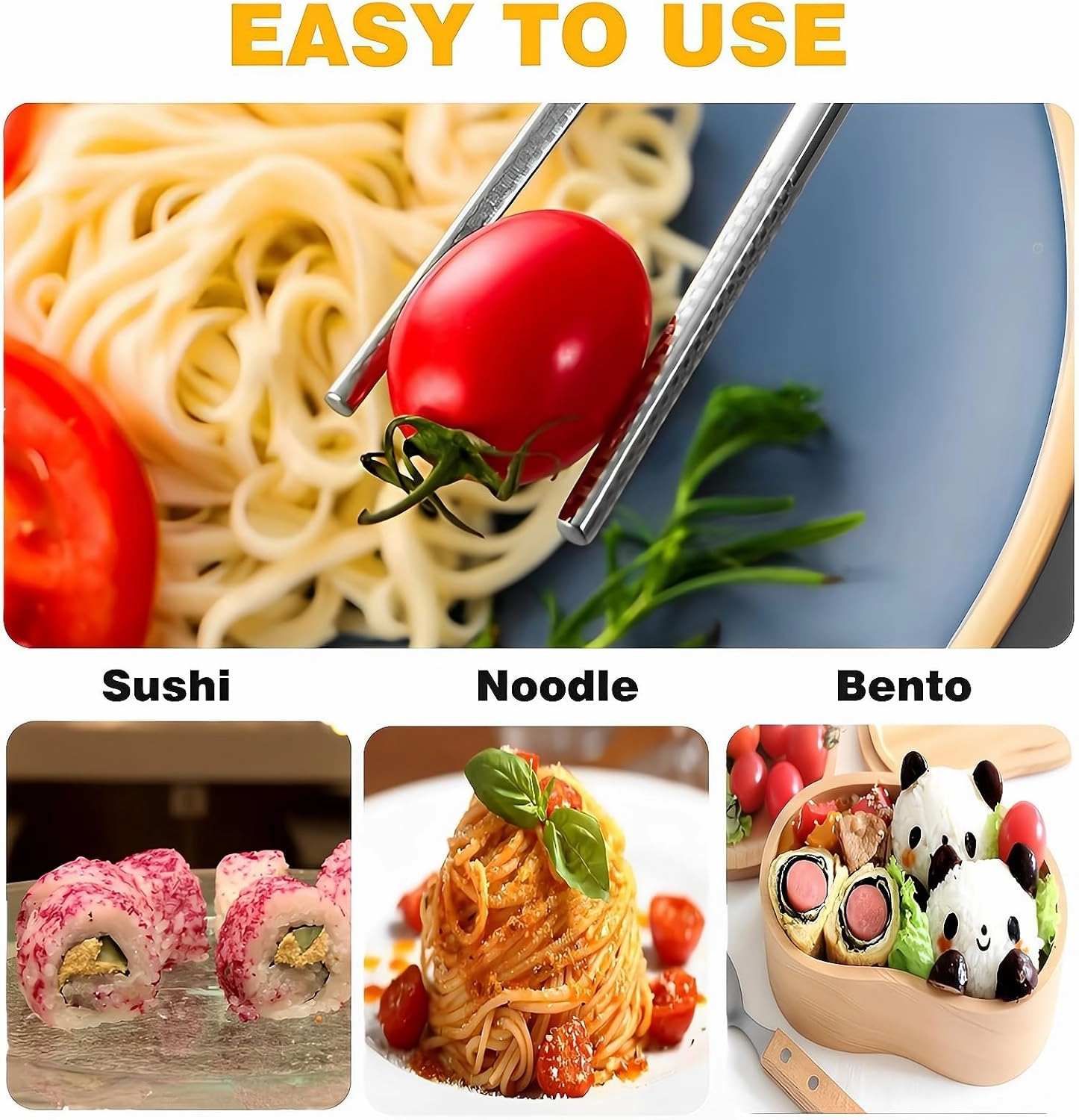 Portable Chopsticks with Pull Design Case, Reusable Metal Stainless Steel Chopstick with Titanium Plated for School, Home, Office, Outdoor, Bento Box Use, Dishwasher Safe (2PC Black Eagle)
