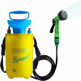 Portable Shower Blue with 7 Spray Modes, Hand Press with Removable Hose and Shower Head