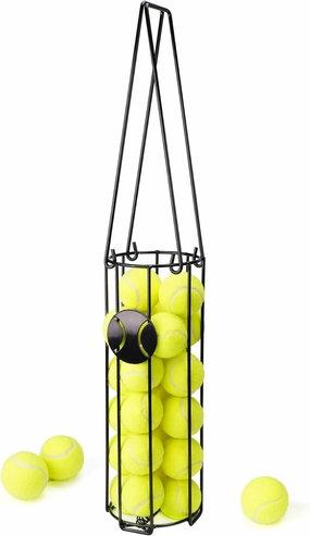 Portable Tennis Ball Hopper Pickleball Tennis Basket, Tennis Ball Collector Metal Pickup Ball Retriever with Handle for Easy Pickup and Storage Training Tool for Balls