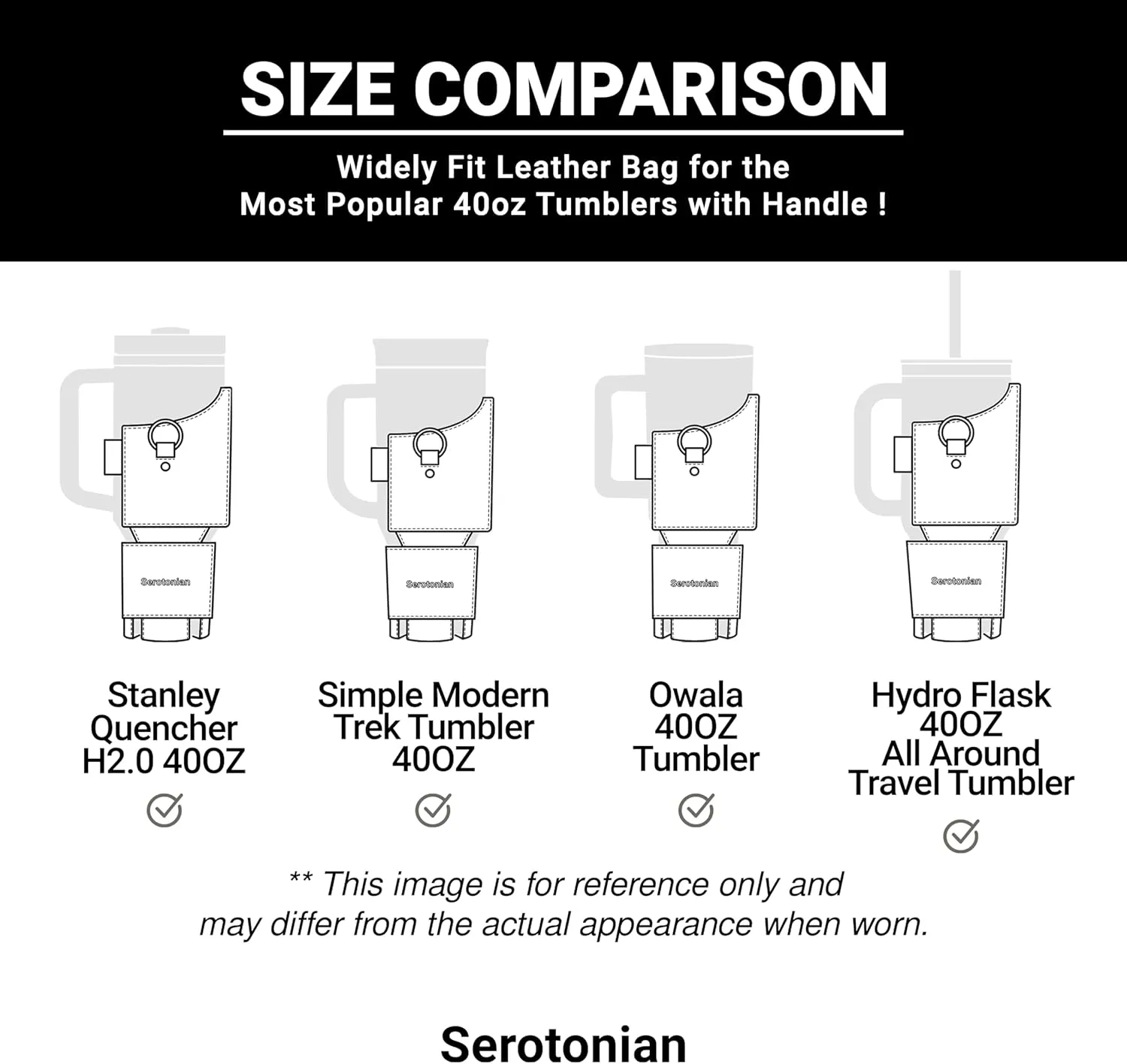 Premium Water Bottle Carrier Bag for Stanley 40oz & Simple Modern 40oz - PU Leather Water Bottle Holder with Adjustable Strap - Includes Card Holder & Keyring for Stanley Cup Accessories