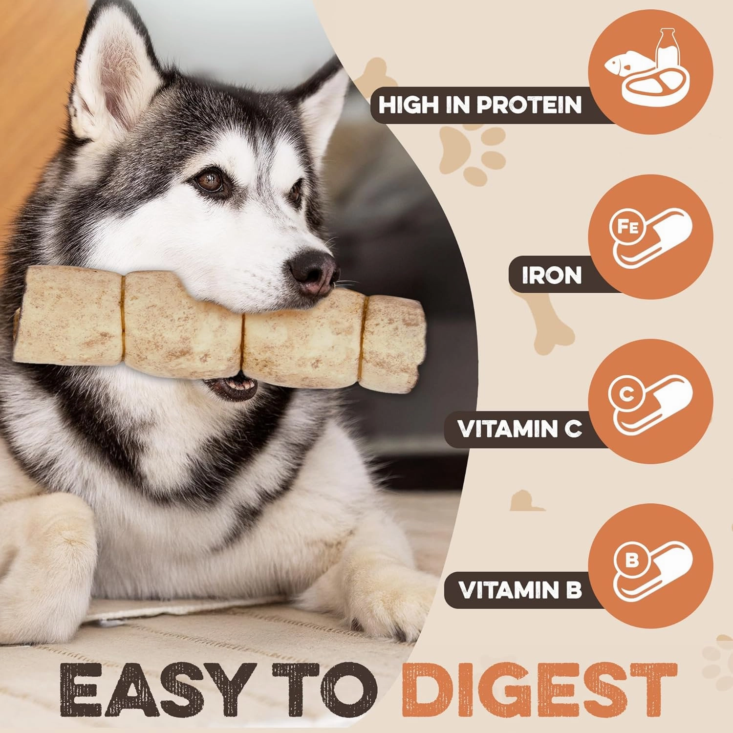 Premium Beef Cheek Rolls for Dogs 5-7" - (10-Pack), Peanut Butter Flavored Long Lasting, Safe & Natural Rawhide Alternative Chews, Ideal for Large Dogs & Aggressive Chewers, Supports Dental Health