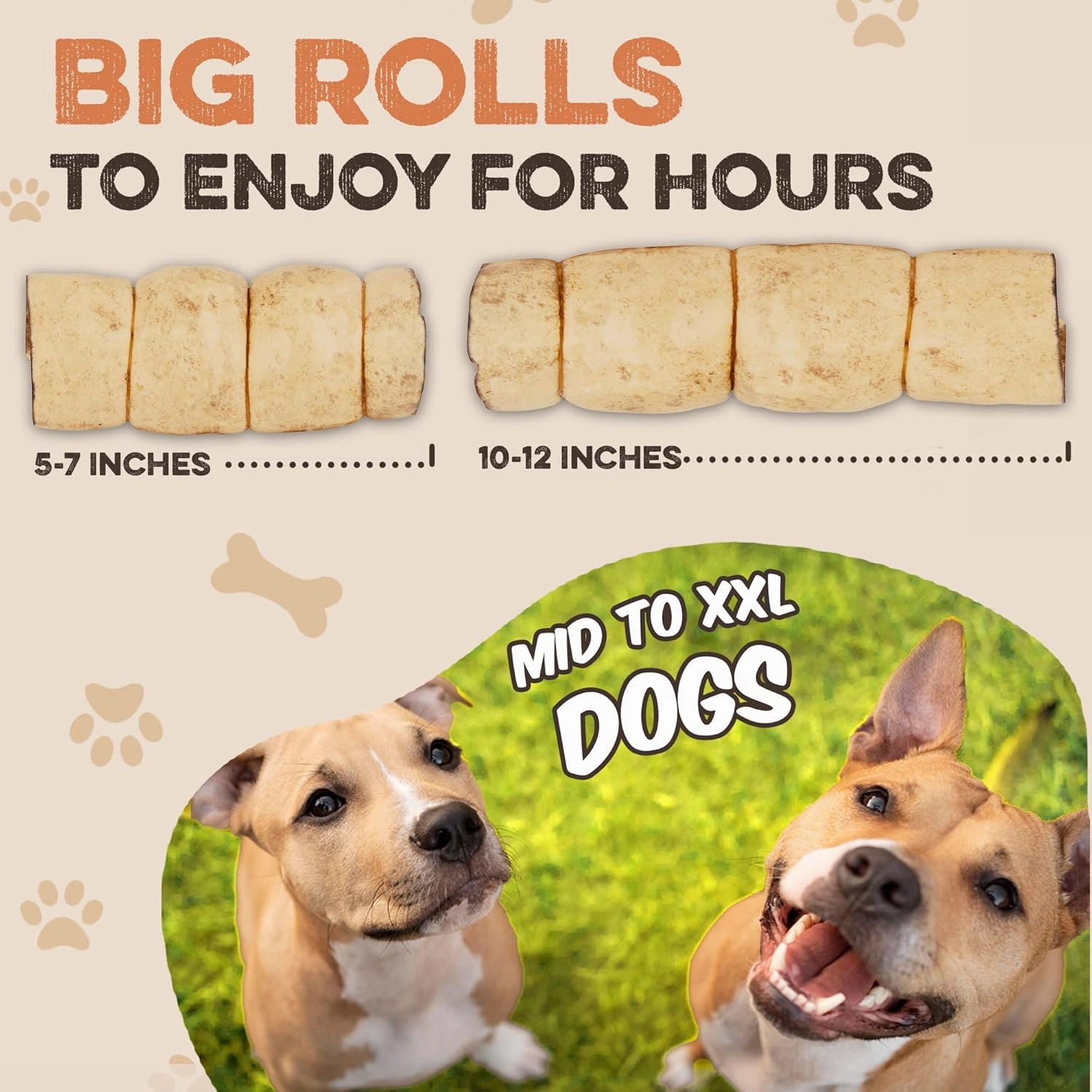 Premium Beef Cheek Rolls for Dogs 5-7" - (10-Pack), Peanut Butter Flavored Long Lasting, Safe & Natural Rawhide Alternative Chews, Ideal for Large Dogs & Aggressive Chewers, Supports Dental Health