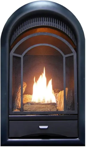 ProCom Dual Fuel Ventless Gas Fireplace Insert with Thermostat Control, 4 Fire Logs, Use with Natural Gas or Liquid Propane, 10000 BTU, Heats up to 500 Sq. Ft., Black