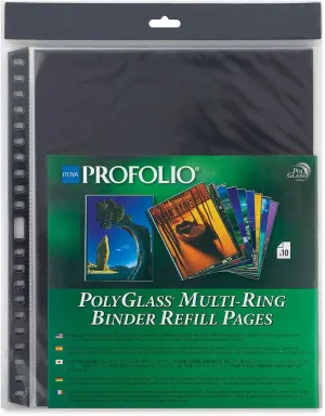 ProFolio by Itoya, Art ProFolio PolyGlass, 10-Pack Multi-Ring Binder Refill Pages - Portrait, 8.5 x 11 Inches