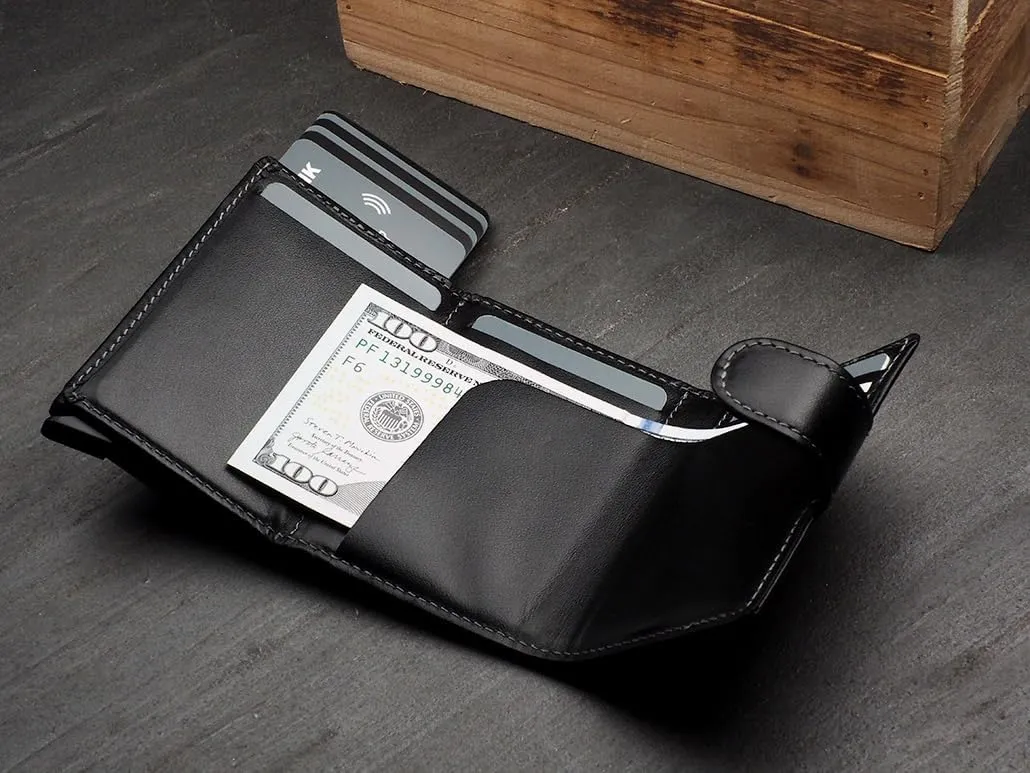 PULARYS SOLO Mini Wallet - Credit Card Holder - Made of Italian Leather - RFID blocking - Up to 9 Card Slots - Front Pocket Wallet - For Men and Women - Classic