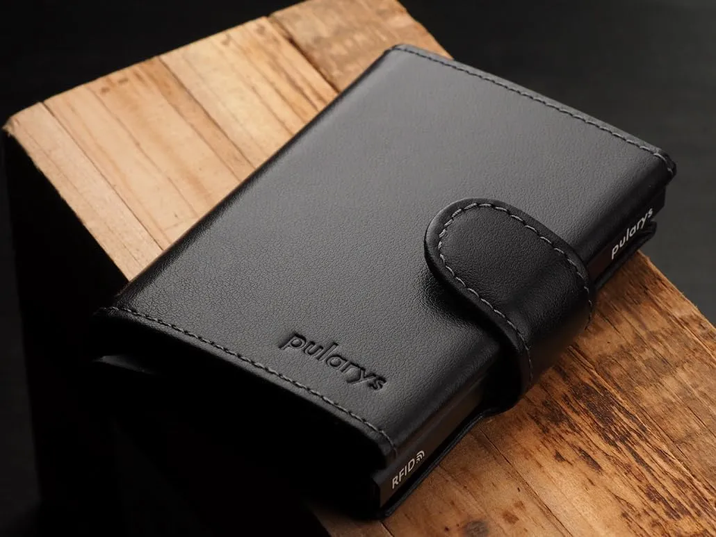 PULARYS SOLO Mini Wallet - Credit Card Holder - Made of Italian Leather - RFID blocking - Up to 9 Card Slots - Front Pocket Wallet - For Men and Women - Classic