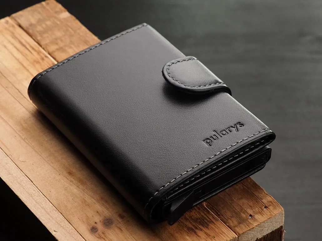 PULARYS SOLO Mini Wallet - Credit Card Holder - Made of Italian Leather - RFID blocking - Up to 9 Card Slots - Front Pocket Wallet - For Men and Women - Classic