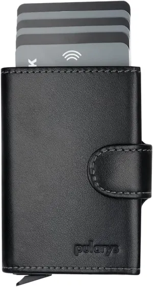 PULARYS SOLO Mini Wallet - Credit Card Holder - Made of Italian Leather - RFID blocking - Up to 9 Card Slots - Front Pocket Wallet - For Men and Women - Classic