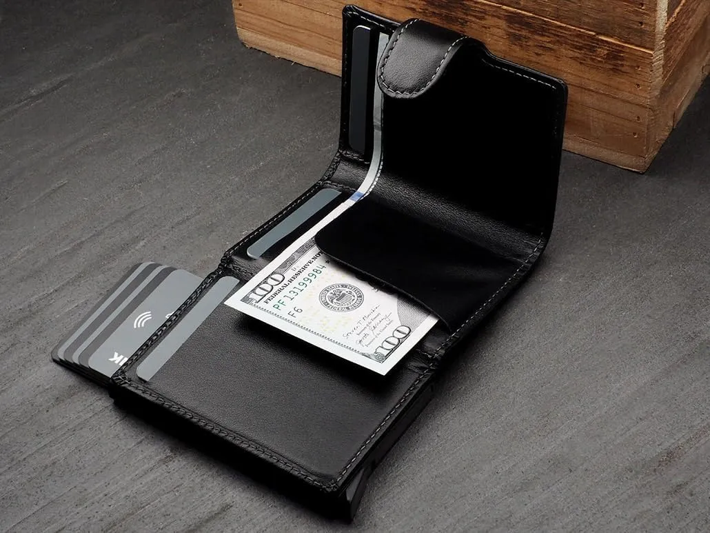 PULARYS SOLO Mini Wallet - Credit Card Holder - Made of Italian Leather - RFID blocking - Up to 9 Card Slots - Front Pocket Wallet - For Men and Women - Classic