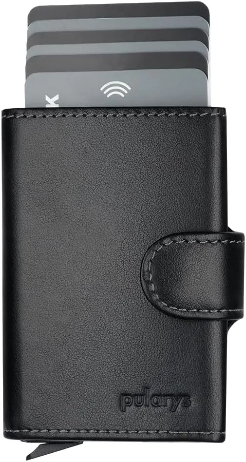 PULARYS SOLO Mini Wallet - Credit Card Holder - Made of Italian Leather - RFID blocking - Up to 9 Card Slots - Front Pocket Wallet - For Men and Women - Classic