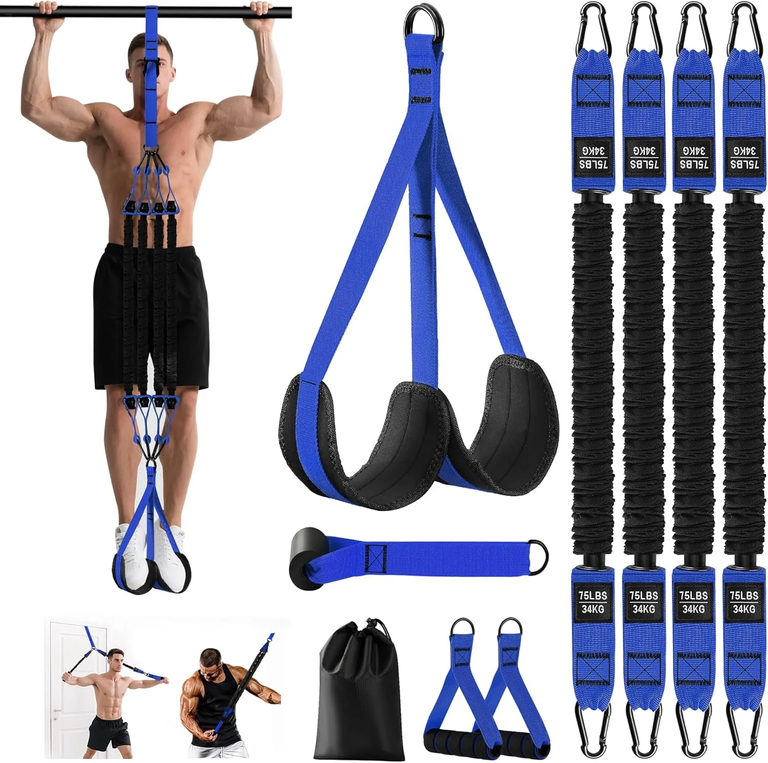 Pull Up Assistance Bands 300lbs - Adjustable Heavy Duty Pull Up Assist Workout Bands for Men, Women, and Seniors - Resistance Bands for Pull Ups - Pull Up Bar Accessories