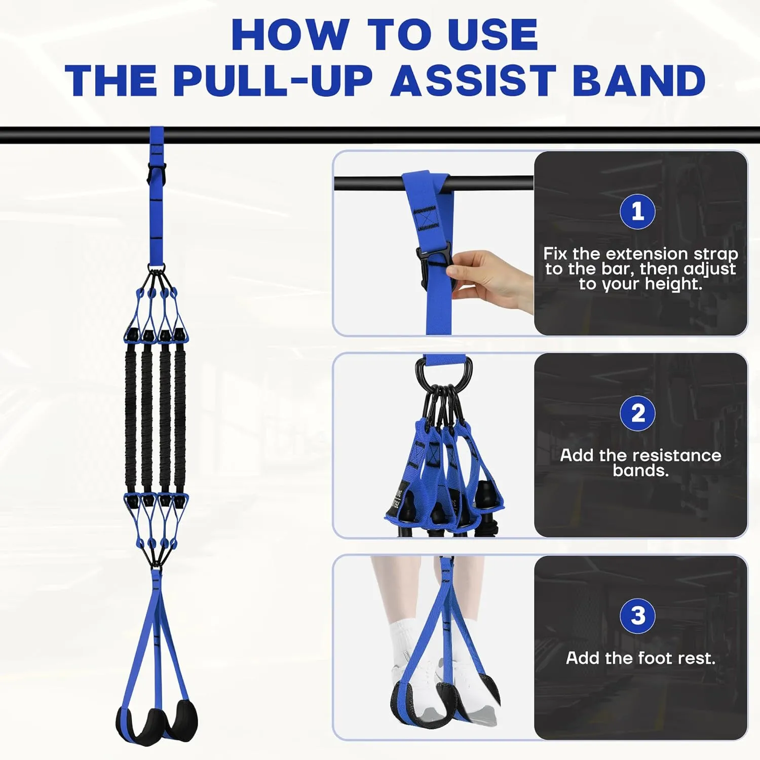 Pull Up Assistance Bands 300lbs - Adjustable Heavy Duty Pull Up Assist Workout Bands for Men, Women, and Seniors - Resistance Bands for Pull Ups - Pull Up Bar Accessories