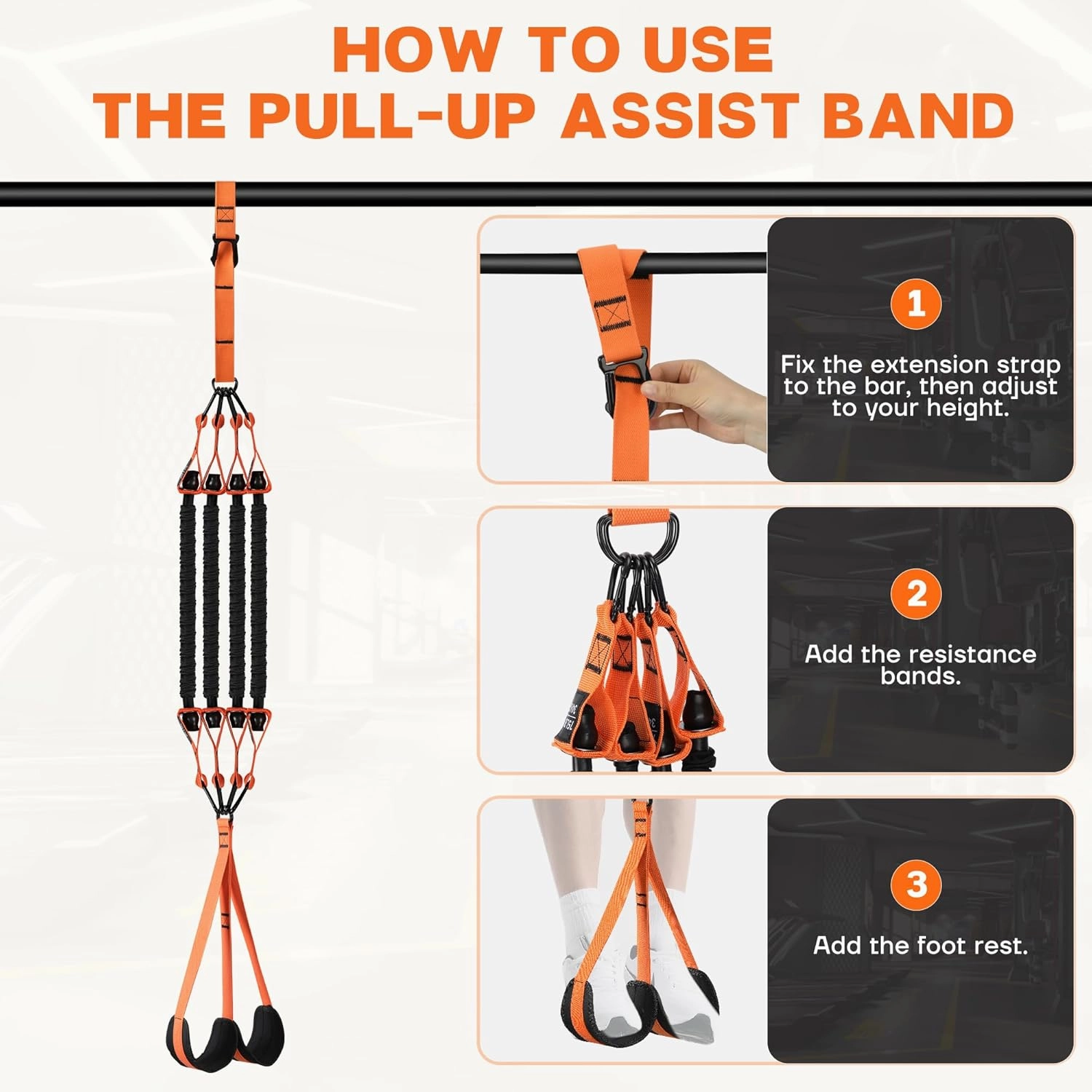 Pull Up Assistance Bands 75-300lbs - Adjustable Heavy Duty Pull Up Assist Workout Bands for Men, Women, and Seniors - Resistance Bands for Pull Ups - Pull Up Bar Accessories