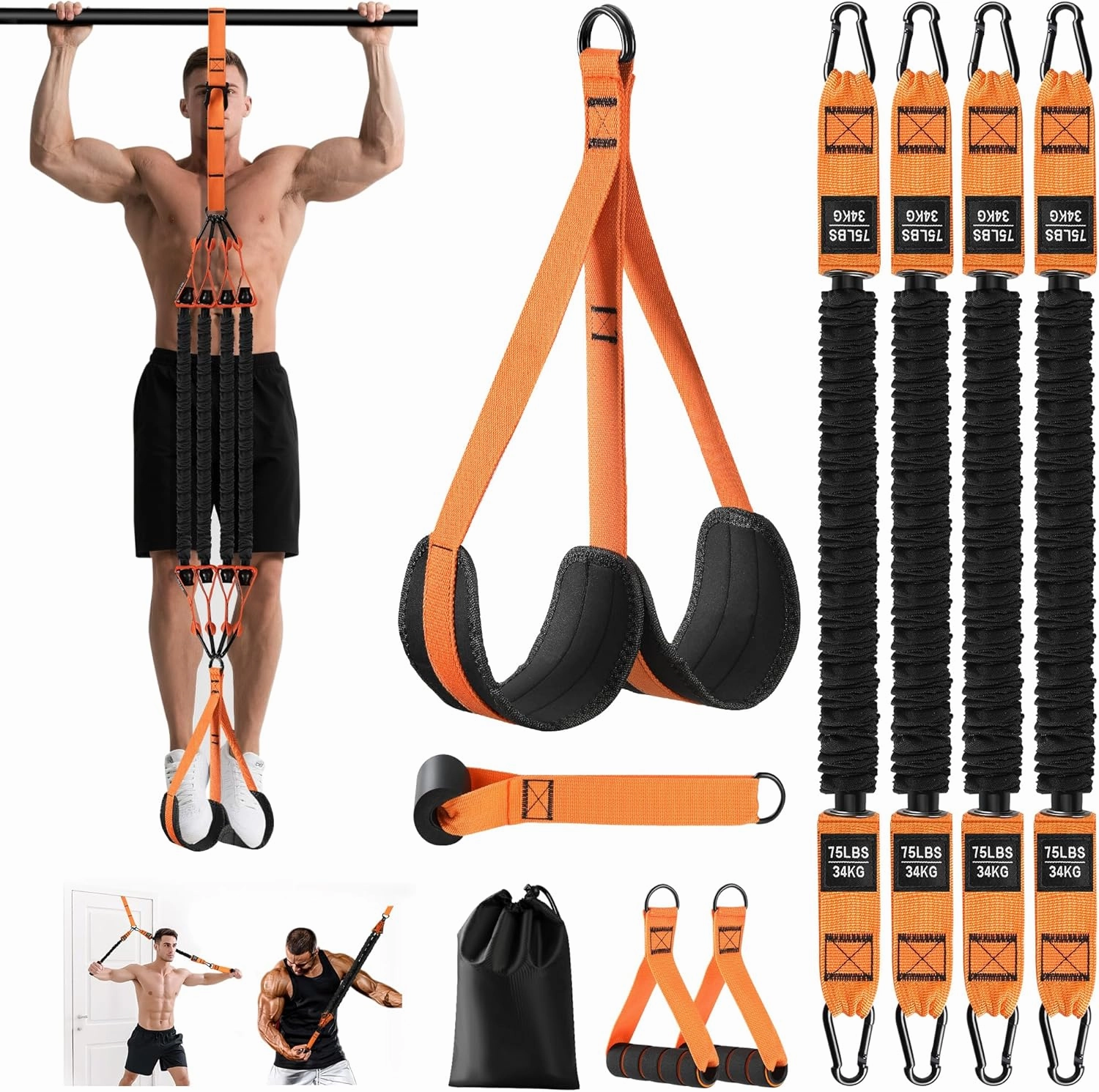 Pull Up Assistance Bands 75-300lbs - Adjustable Heavy Duty Pull Up Assist Workout Bands for Men, Women, and Seniors - Resistance Bands for Pull Ups - Pull Up Bar Accessories
