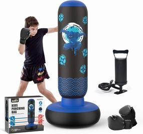 Punching Bag for Kids, Tall Larger 66’’ Inflatable Punching Bag Boxing Bag for Kids Teens, Punching Bag Set Toy with Gloves and Pump for Practicing Karate, Taekwondo