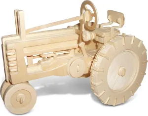 Puzzled 3D Puzzle Farm Tractor Set Wood Craft Construction Model Kit, Fun & Educational DIY Wooden Toy Assemble Model Unfinished Crafting Hobby Puzzle to Build & Paint for Decoration 130 Pieces Pack