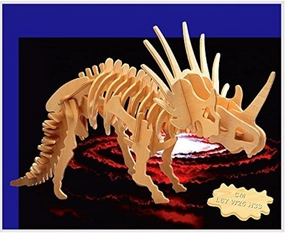 Puzzled 3D Puzzle Big Styracosaurus Wood Craft Construction Model Kit Educational DIY Wooden Dinosaur Toy Assemble Model Unfinished Crafting Hobby Puzzle to Build & Paint for Decoration 41pcs Pack