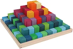 'Pyramid' Rainbow X-Large 100 Piece Blocks, Wooden Toys for Kids, Geometric Stacking Educational Building Blocks