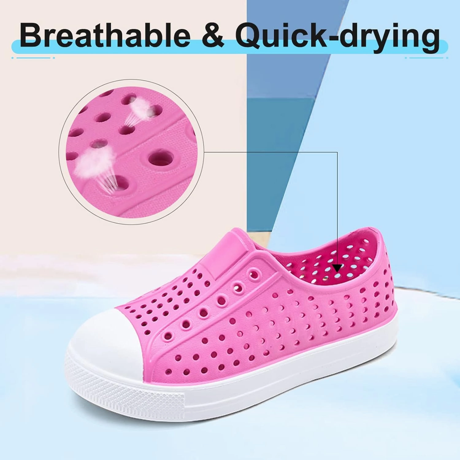 QLZ Toddler Kids Water Shoes for Boys Girls Garden Sandals Rubber Shoes Beach Sneakers, Slip-on Anti-Slip Lightweight Breathable Quick Dry Soft Flexible（Toddler/Little Kid/Big Kid）