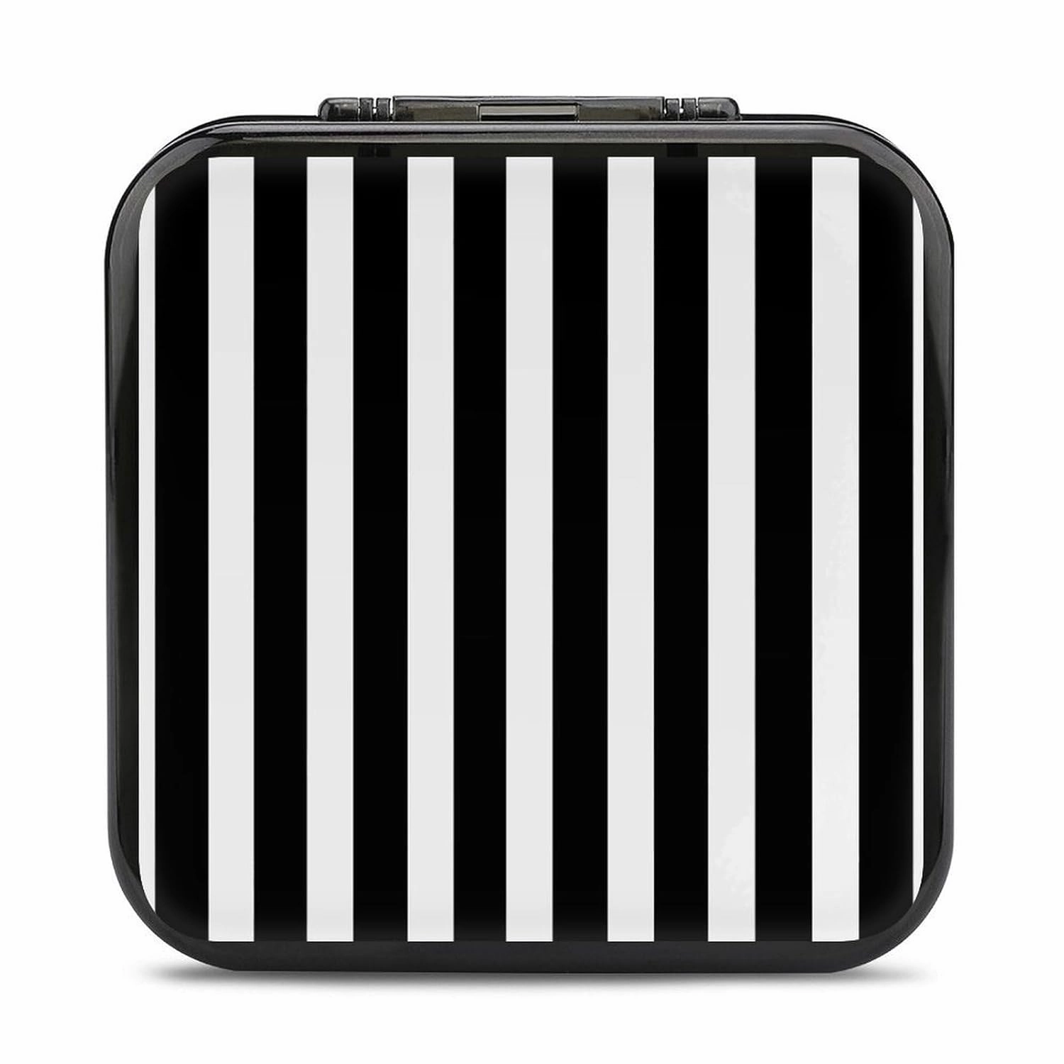 QMNBTES Black & White Stripe Switch Game Case Switch Game Holder Cartridge Case Storage 24 Games & 2 Micro Sd Card Slots, Travel Carry Cases, Portable Games Card Storage, Hard Shell, Buckle Closure