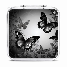 QMNBTES Black Gray Butterflies Switch Game Case Switch Game Holder Cartridge Case Storage 12 Games & 2 Micro Sd Card Slots, Travel Carry Cases, Portable Games Card Storage, Hard Shell, Buckle Closure