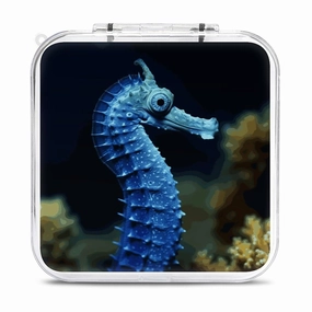 QMNBTES Blue Seahorse Switch Game Case Switch Game Holder Cartridge Case Storage 12 Games & 2 Micro Sd Card Slots, Travel Carry Cases, Portable Games Card Storage, Hard Shell, Buckle Closure