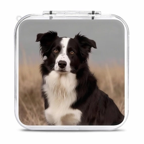 QMNBTES Border Collie Switch Game Case Switch Game Holder Cartridge Case Storage 12 Games & 2 Micro Sd Card Slots, Travel Carry Cases, Portable Games Card Storage, Hard Shell, Buckle Closure