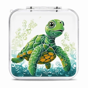QMNBTES Cartoon Turtle Pattern Switch Game Case Switch Game Holder Cartridge Case Storage 12 Games & 2 Micro Sd Card Slots, Travel Carry Cases, Portable Games Card Storage, Hard Shell, Buckle Closure