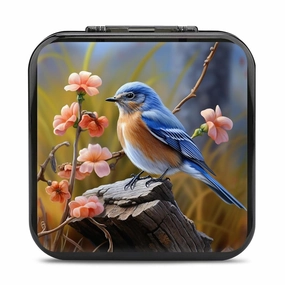 QMNBTES Cute Bluebird Switch Game Case Switch Game Holder Cartridge Case Storage 24 Games & 2 Micro Sd Card Slots, Travel Carry Cases, Portable Games Card Storage, Hard Shell, Buckle Closure