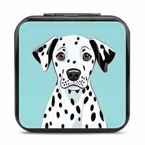 QMNBTES Cute Dalmatian Switch Game Case Switch Game Holder Cartridge Case Storage 24 Games & 2 Micro Sd Card Slots, Travel Carry Cases, Portable Games Card Storage, Hard Shell, Buckle Closure