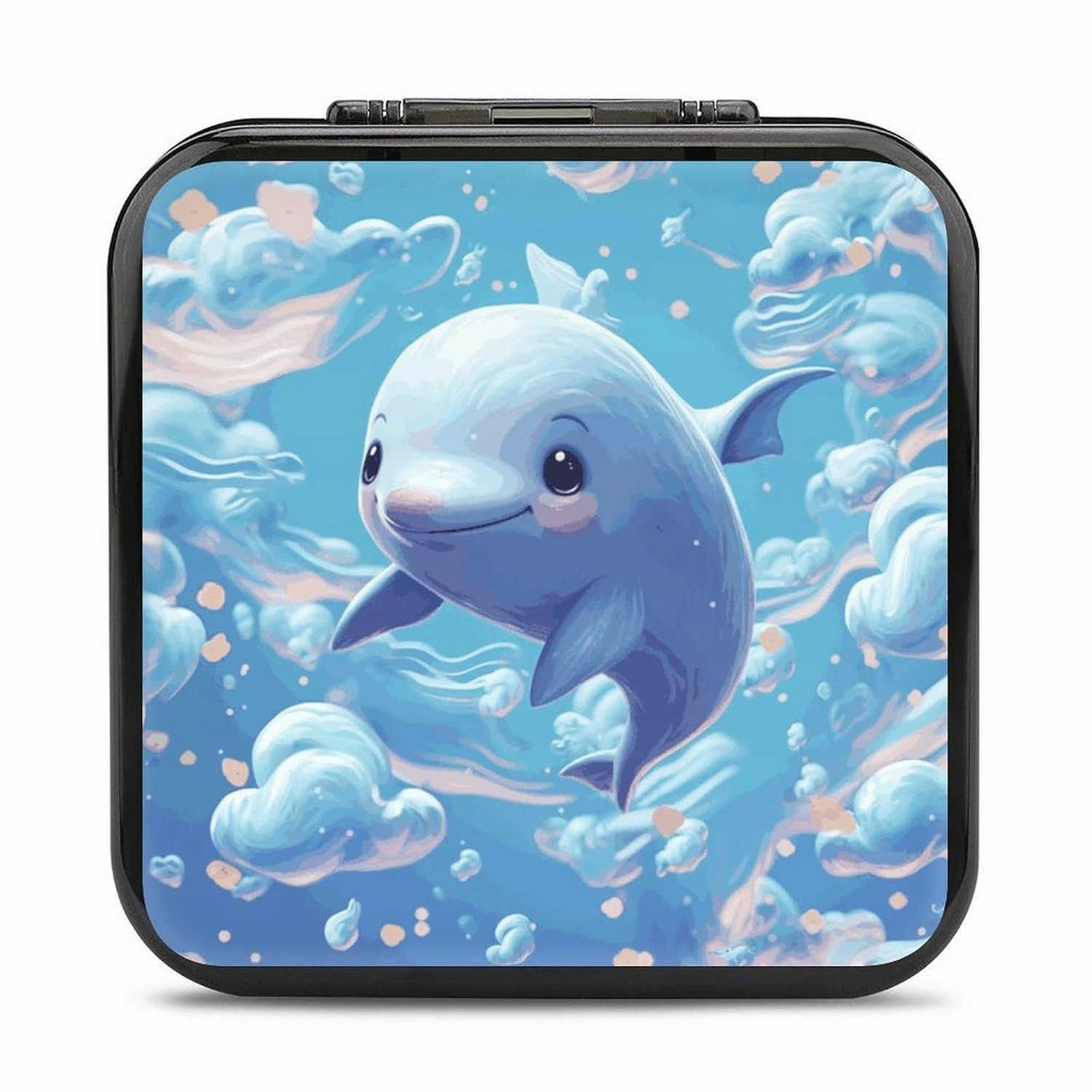 QMNBTES Cute Fish Switch Game Case Switch Game Holder Cartridge Case Storage 24 Games & 2 Micro Sd Card Slots, Travel Carry Cases, Portable Games Card Storage, Hard Shell, Buckle Closure