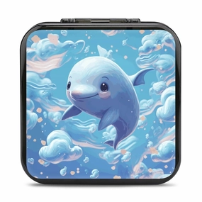 QMNBTES Cute Fish Switch Game Case Switch Game Holder Cartridge Case Storage 24 Games & 2 Micro Sd Card Slots, Travel Carry Cases, Portable Games Card Storage, Hard Shell, Buckle Closure