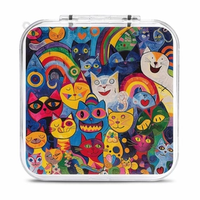 QMNBTES Flowers And Cat Switch Game Case Switch Game Holder Cartridge Case Storage 12 Games & 2 Micro Sd Card Slots, Travel Carry Cases, Portable Games Card Storage, Hard Shell, Buckle Closure