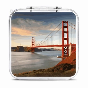 QMNBTES Golden Gate Bridge Switch Game Case Switch Game Holder Cartridge Case Storage 12 Games & 2 Micro Sd Card Slots, Travel Carry Cases, Portable Games Card Storage, Hard Shell, Buckle Closure