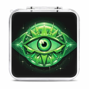 QMNBTES Green Evil Eye Switch Game Case Switch Game Holder Cartridge Case Storage 12 Games & 2 Micro Sd Card Slots, Travel Carry Cases, Portable Games Card Storage, Hard Shell, Buckle Closure