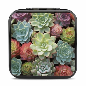 QMNBTES Green Succulents Switch Game Case Switch Game Holder Cartridge Case Storage 24 Games & 2 Micro Sd Card Slots, Travel Carry Cases, Portable Games Card Storage, Hard Shell, Buckle Closure