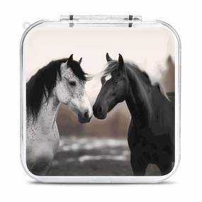 QMNBTES Horses Switch Game Case Switch Game Holder Cartridge Case Storage 12 Games & 2 Micro Sd Card Slots, Travel Carry Cases, Portable Games Card Storage, Hard Shell, Buckle Closure