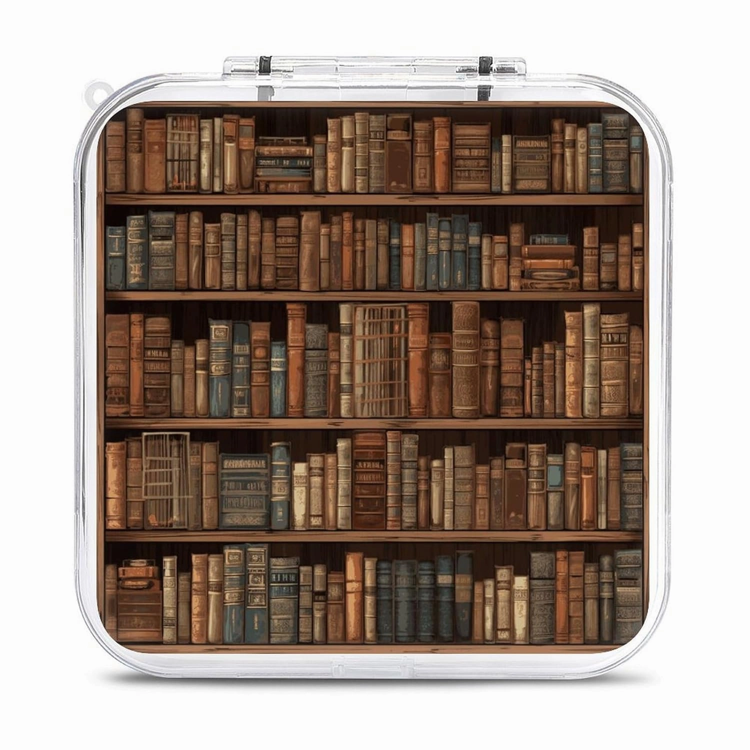 QMNBTES Library Bookshelf Switch Game Case Switch Game Holder Cartridge Case Storage 12 Games & 2 Micro Sd Card Slots, Travel Carry Cases, Portable Games Card Storage, Hard Shell, Buckle Closure