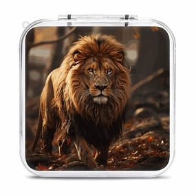 QMNBTES Lion Image Switch Game Case Switch Game Holder Cartridge Case Storage 12 Games & 2 Micro Sd Card Slots, Travel Carry Cases, Portable Games Card Storage, Hard Shell, Buckle Closure