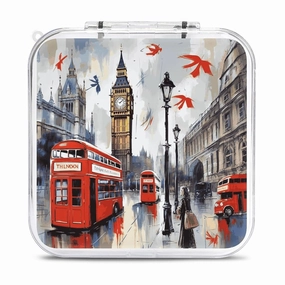 QMNBTES London Switch Game Case Switch Game Holder Cartridge Case Storage 12 Games & 2 Micro Sd Card Slots, Travel Carry Cases, Portable Games Card Storage, Hard Shell, Buckle Closure