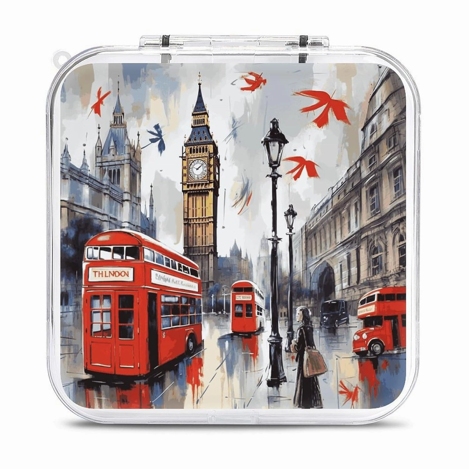 QMNBTES London Switch Game Case Switch Game Holder Cartridge Case Storage 12 Games & 2 Micro Sd Card Slots, Travel Carry Cases, Portable Games Card Storage, Hard Shell, Buckle Closure