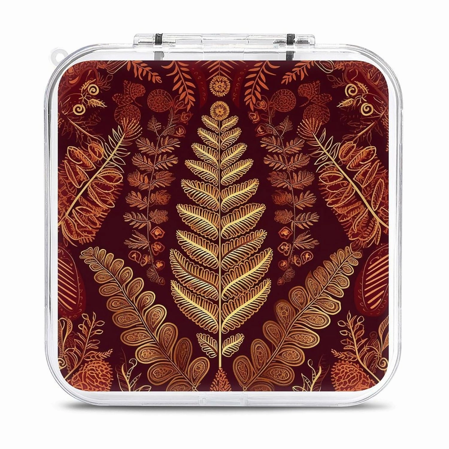QMNBTES Maroon Gold Pattern Switch Game Case Switch Game Holder Cartridge Case Storage 12 Games & 2 Micro Sd Card Slots, Travel Carry Cases, Portable Games Card Storage, Hard Shell, Buckle Closure