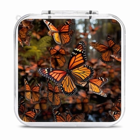 QMNBTES Monarch Butterflies Switch Game Case Switch Game Holder Cartridge Case Storage 12 Games & 2 Micro Sd Card Slots, Travel Carry Cases, Portable Games Card Storage, Hard Shell, Buckle Closure