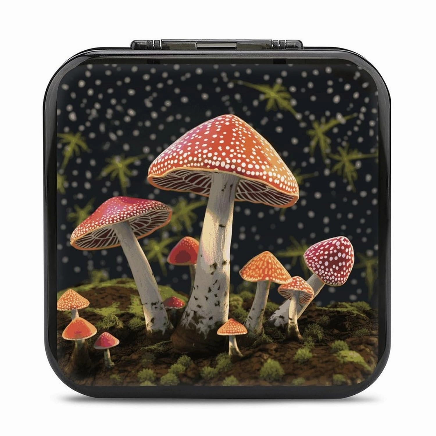 QMNBTES Mushroom Switch Game Case Switch Game Holder Cartridge Case Storage 24 Games & 2 Micro Sd Card Slots, Travel Carry Cases, Portable Games Card Storage, Hard Shell, Buckle Closure